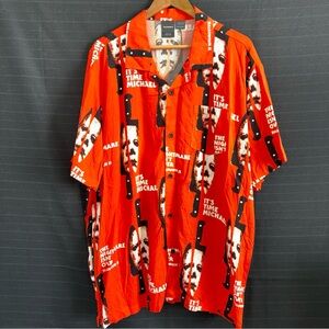 Halloween II mens short sleeve orange black shirt XXL Movie Horror Jason Knife